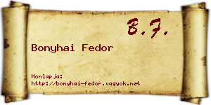 Bonyhai Fedor névjegykártya